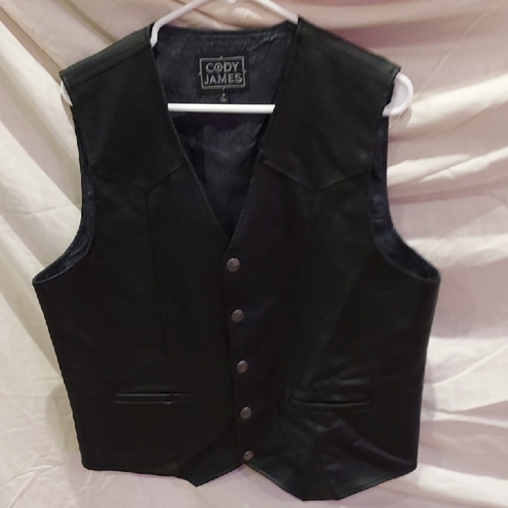 Cody James Men's Black Vest Vegan LEATHER like